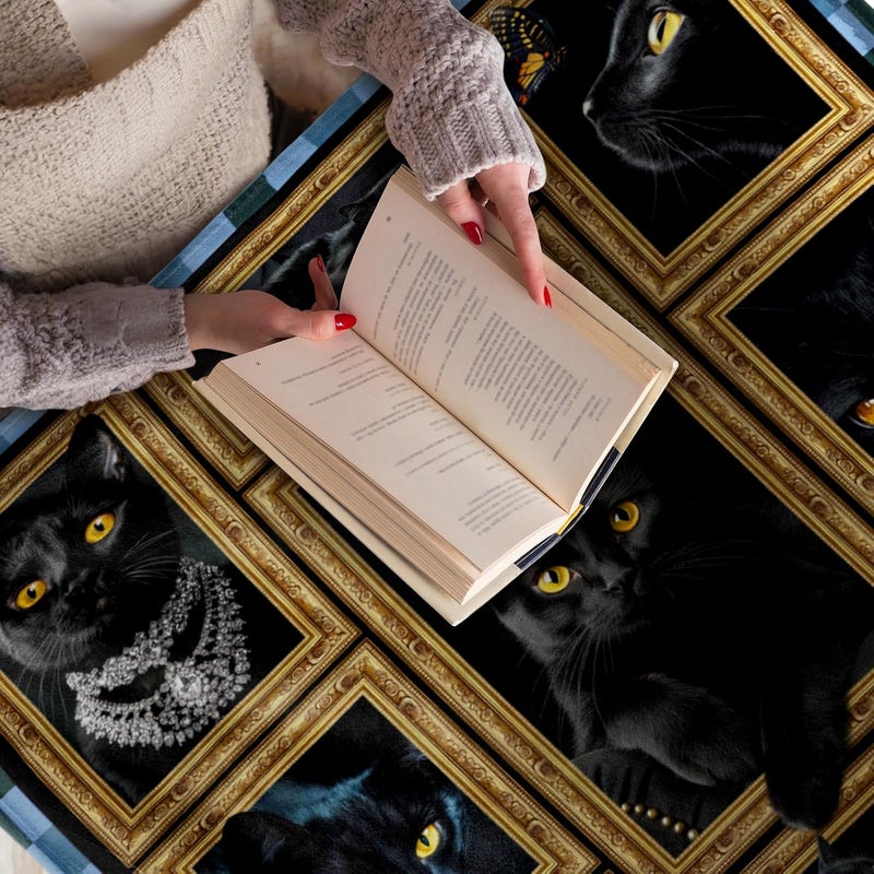 Levens Black Cat Blanket Gift for Girls Women, Just A Girl Who Loves Cats 50"x60" Soft Flannel Blankets for Cat Lovers Couch Sofa Bed, Kitty Black Cat Throw Blanket Birthday Gifts for Animal Lovers - Image 5